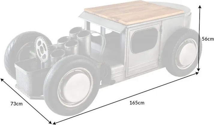 Masuta design unicat cu suport pentru sticle de vin Hot Rod 165cm