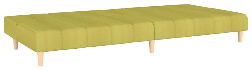 Canapea extensibila cu 2 locuri si taburet, verde, textil Verde, Cu suport de picioare