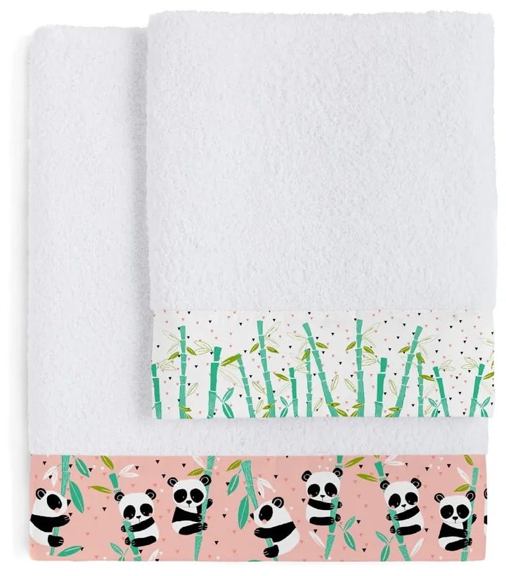 Set 2 prosoape pentru copii Moshi Moshi Panda Garden