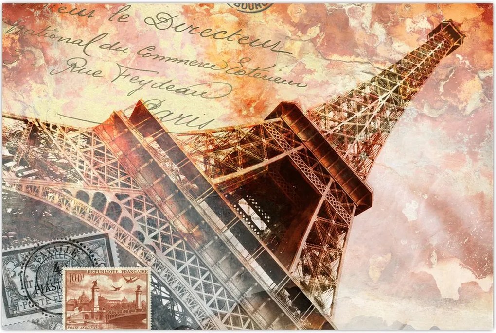 Tablou - Turnul Eiffel în stil vintage (90x60 cm)