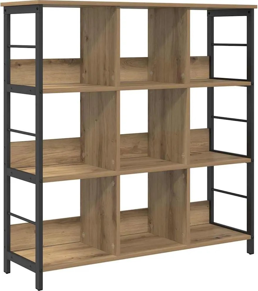 vidaXL Raft pentru cărți Stejar Artizanal 102 x 32 x 104,5 cm