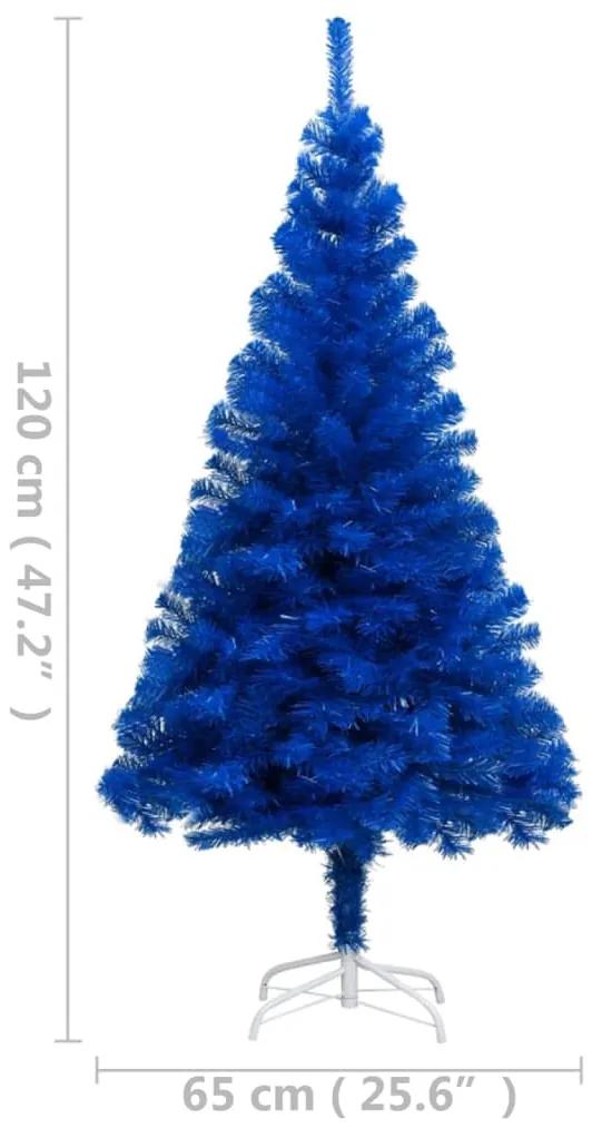 Brad Craciun artificial cu LED-uri suport, albastru, 120 cm PVC Albastru, 120 x 65 cm, 1