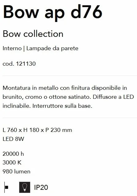 Aplica LED oglinda, tablou BOW AP D76 OTTONE