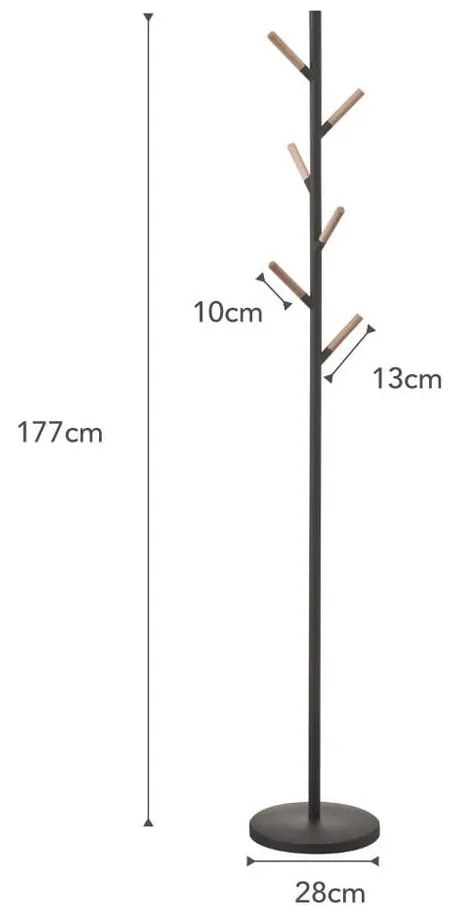 Cuier cu detalii din lemn de fag YAMAZAKI Plain Pole Hanger, negru