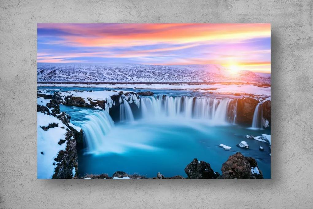 Tapet Premium Canvas - Cascada Godafoss din Islanda la apus