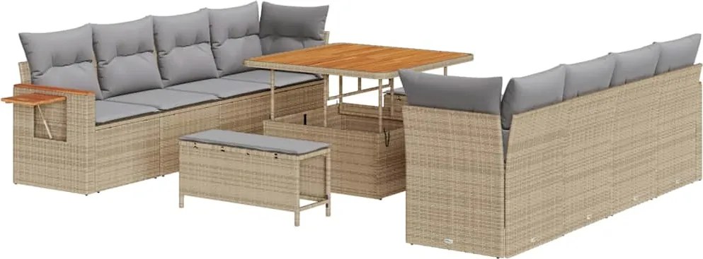 vidaXL Set de canapele pentru grădină 11 pcs Beige și gri deschis