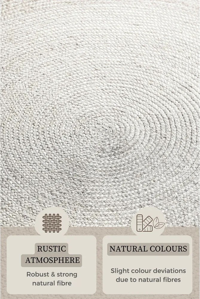 Covor alb reversibil/țesut manual rotund din iută ø 140 cm Braided – Hanse Home