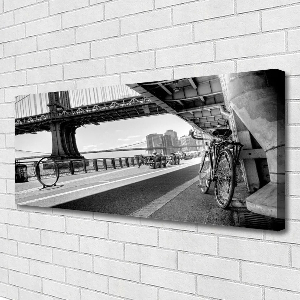 Tablou pe panza canvas Bridge Road Bike Arhitectura Gray