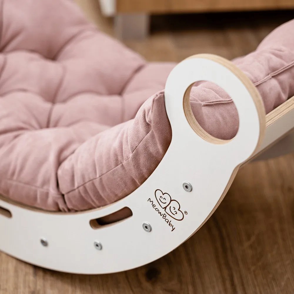 Leagăn alb-roz din lemn de pin 39x75x38 cm Montessori – Meowbaby