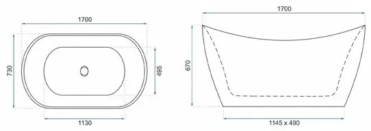 Cada freestanding Rea Kerrano 170x75 cm alb lucios