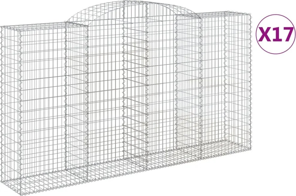 vidaXL Coșuri gabion arcuite 6 buc, 300x50x160/180 cm, fier galvanizat
