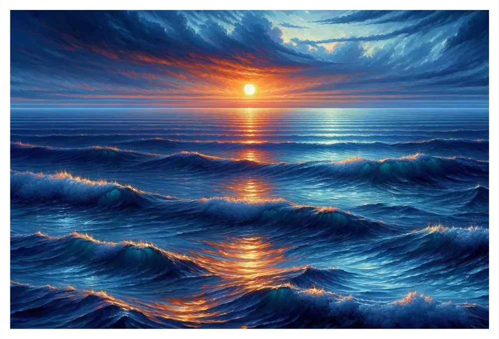 Tablou apus de soare peste ocean