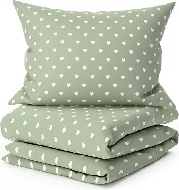 Lenjerie de pat policoton SAGHEARTS POLY verde Dimensiune lenjerie de pat: 70 x 90 cm | 140 x 220 cm