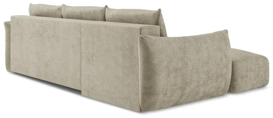 Colțar bej extensibil cu tapițerie din chenille (cu colț pe partea stângă/cu șezlong) Leila – Makamii