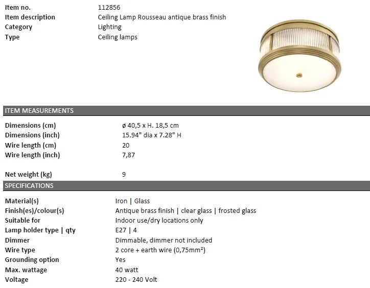 Plafoniera design LUX Rousseau alama antic 112856 HZ