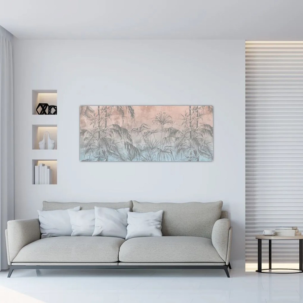 Tablou - Plante tropicale pe perete (120x50 cm)