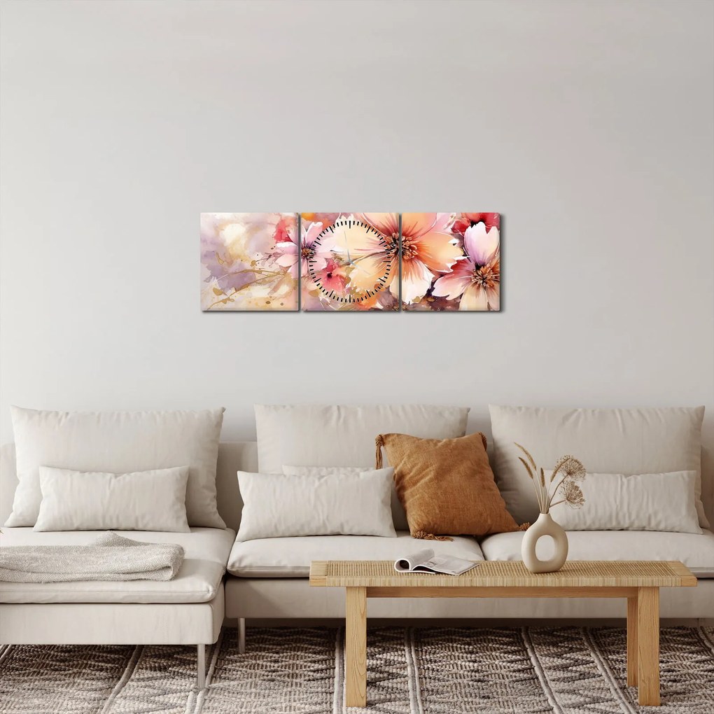 Tablou - Flori (cu ceas) (90x30 cm)