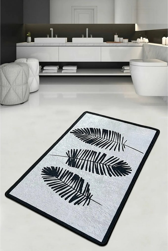 Covoras baie HOJA DJT, 70x200 cm, forma dreptunghiulara, poliester, cr