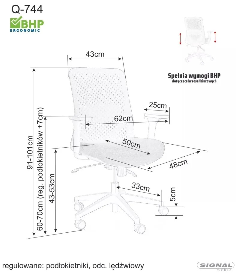 Scaun de birou Q744 gri