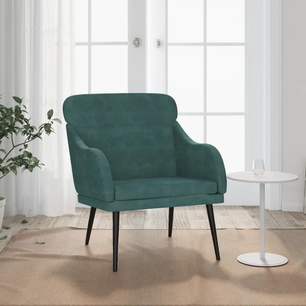 vidaXL Fotoliu, verde închis, 63x76x80 cm, catifea