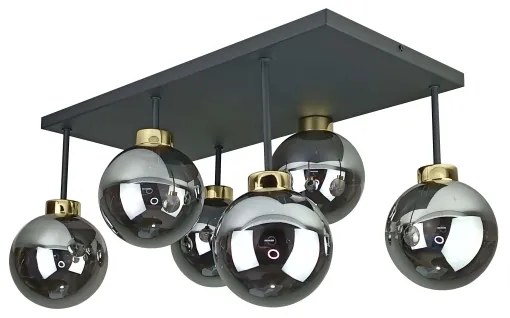 Lustră aplicată DEA 6xE14/60W/230V negru/auriu/negru fumuriu