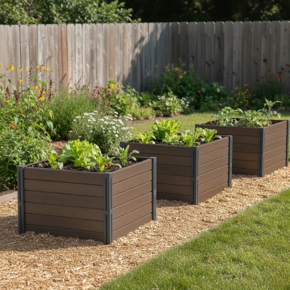 Strat înălțat BASE PLANT, 61x61x46cm, maro natural Prosperplast