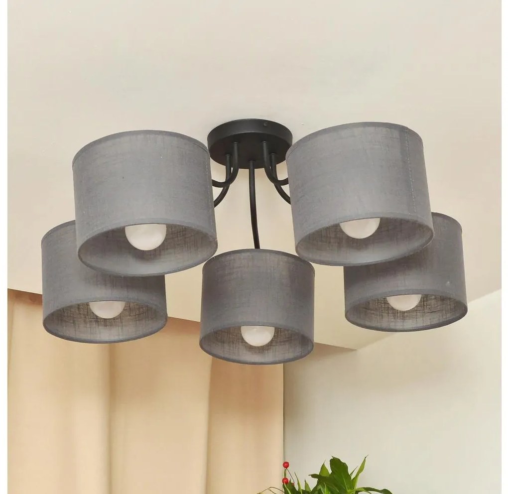 Lustră aplicată ALBA, 5x E27, 15W, 230V, gri