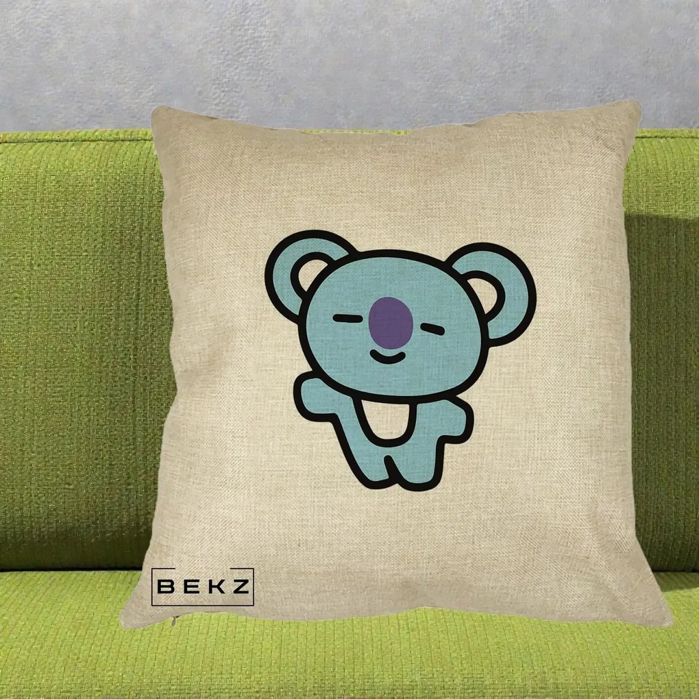 Perna Personalizata BT21 Koya Kawaii, 40x40 cm, Crem, Husa Detasabila, Perna Inclusa, BEKZ®