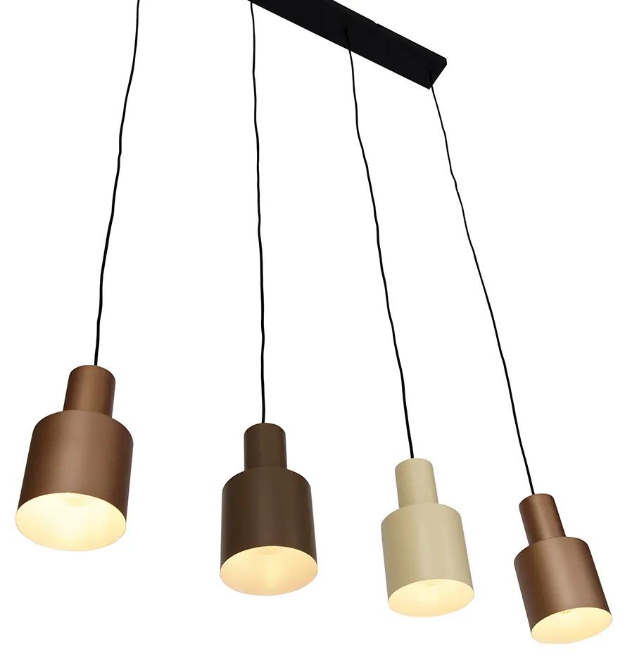 Lampa suspendata bronz cu taup si bej 4 lumini - Ans