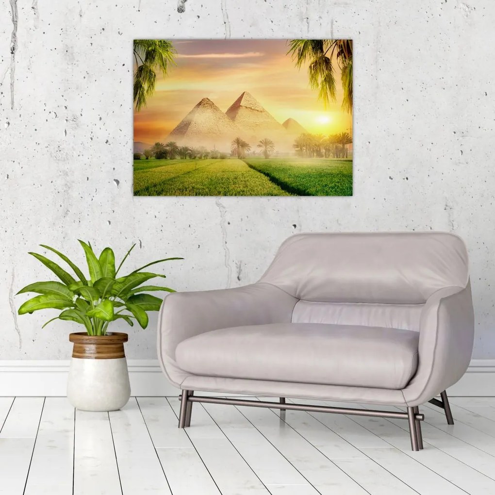 Tablou pe sticlă - Piramide (70x50 cm)