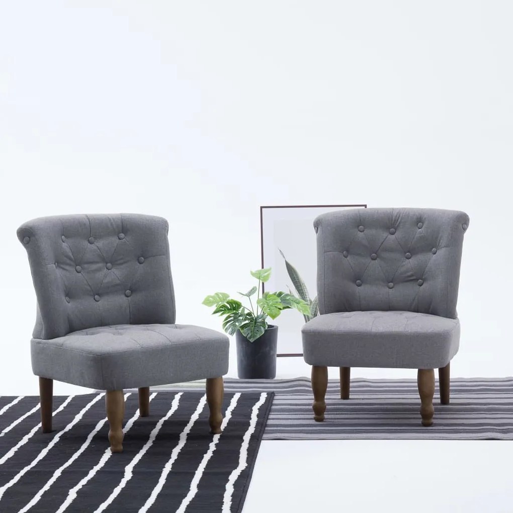 282123 vidaXL Scaun stil franțuzesc, gri deschis, material textil