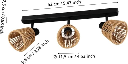 Eglo 44131 - Plafonieră cu 3 spoturi KEELBY, 3x E14 (max. 10W), 230V, negru/bej