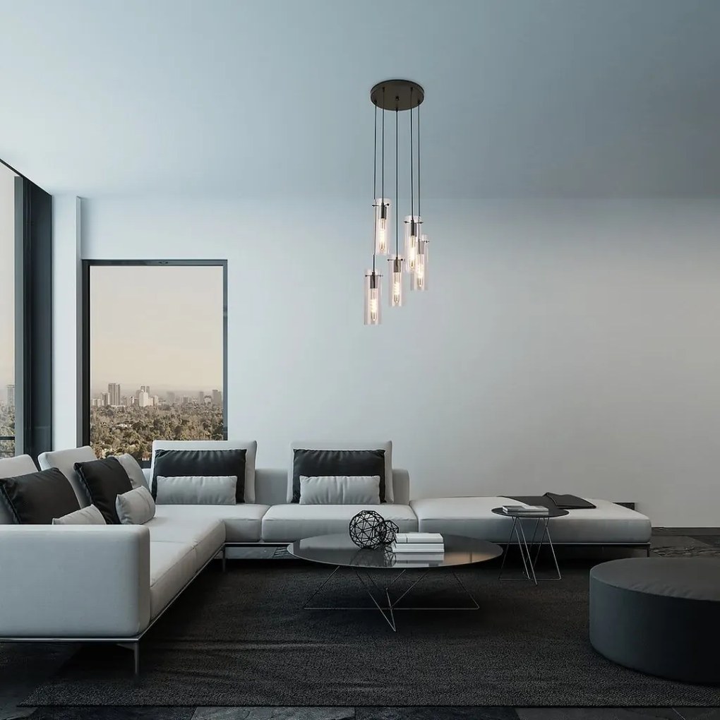 Lustra cu 5 pendule design modern Acantha negru