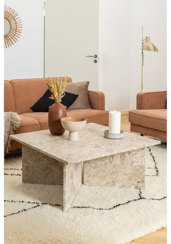 Măsuță de cafea bej din marmură 90x90 cm Vega – Actona