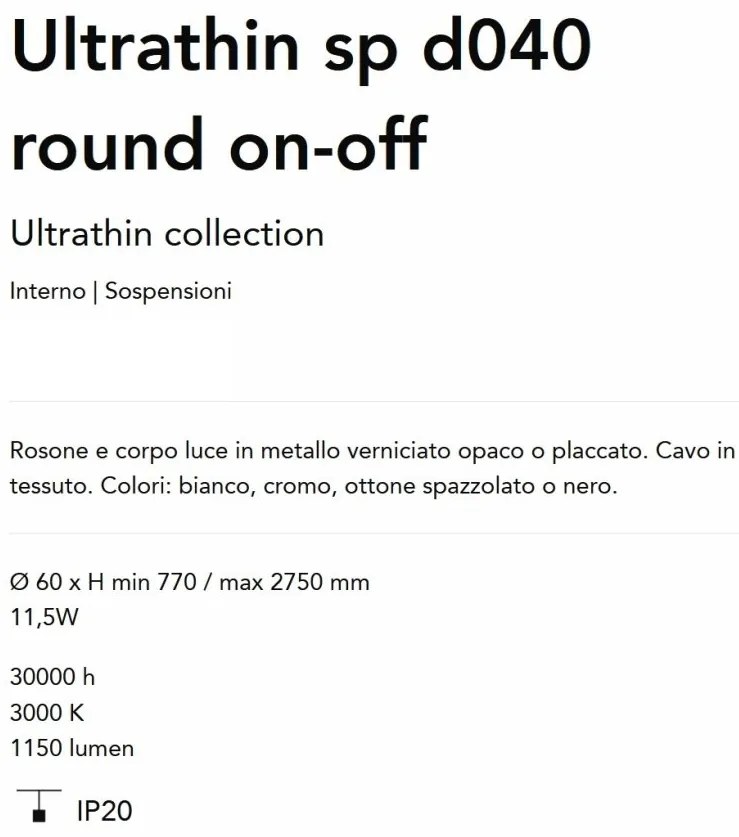 Pendul LED minimalist Ultrathin sp d040 round on-off alama