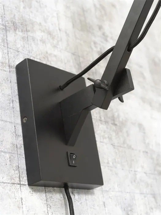 Aplica din bambus cu brat articulat Bali orizontal L negru, 60cm