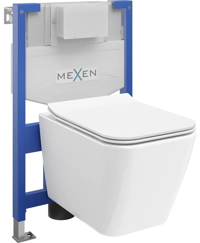 Mexen set WC încastrat cadru Felix XS-F cu vas de toaletă  Cube și capac de toaletă cu închidere lentă, Albă - 68030924000