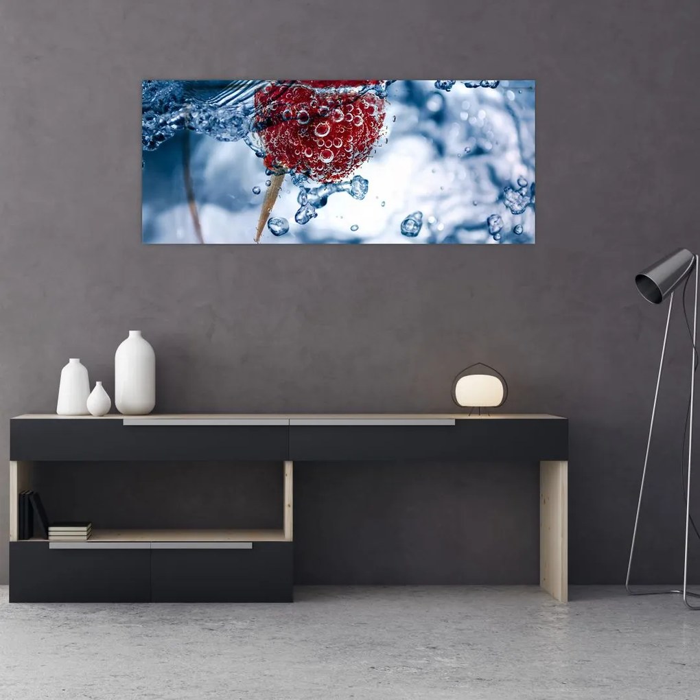 Tablou - detailu zmeură în apă (120x50 cm)