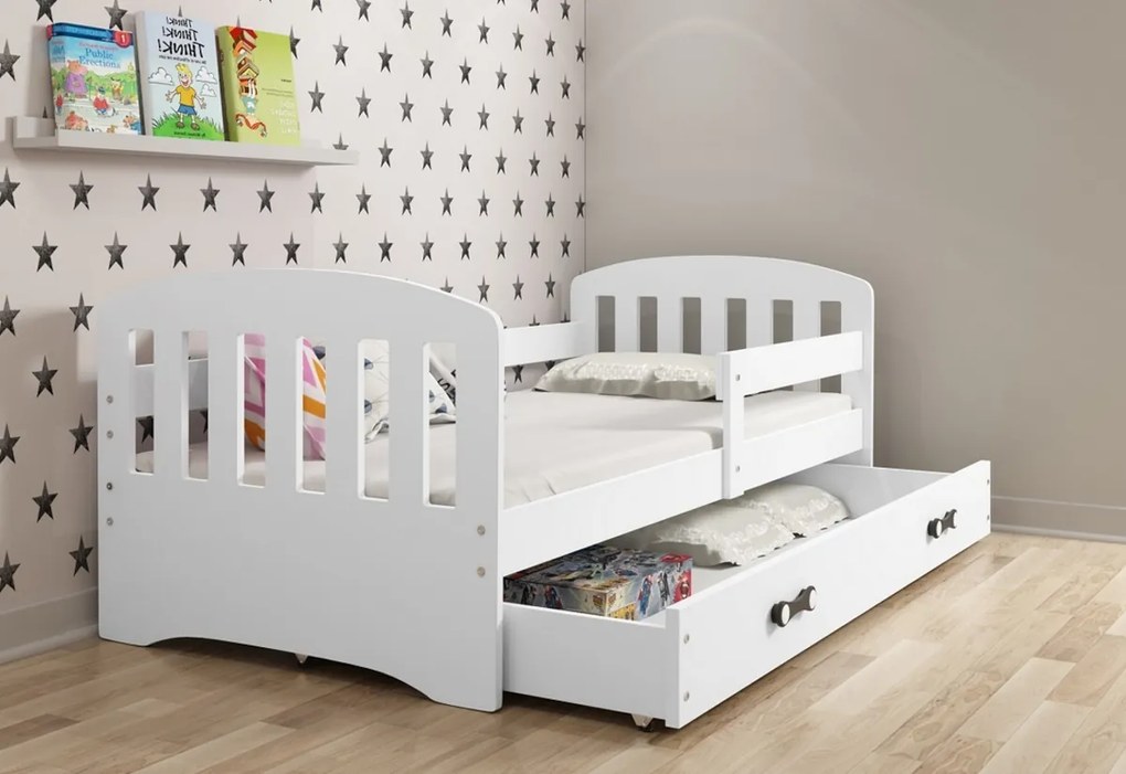 Expedo Pat pentru copii HONZA P1 + SD + saltea + somieră GRATIS, 80x160, alb, alb