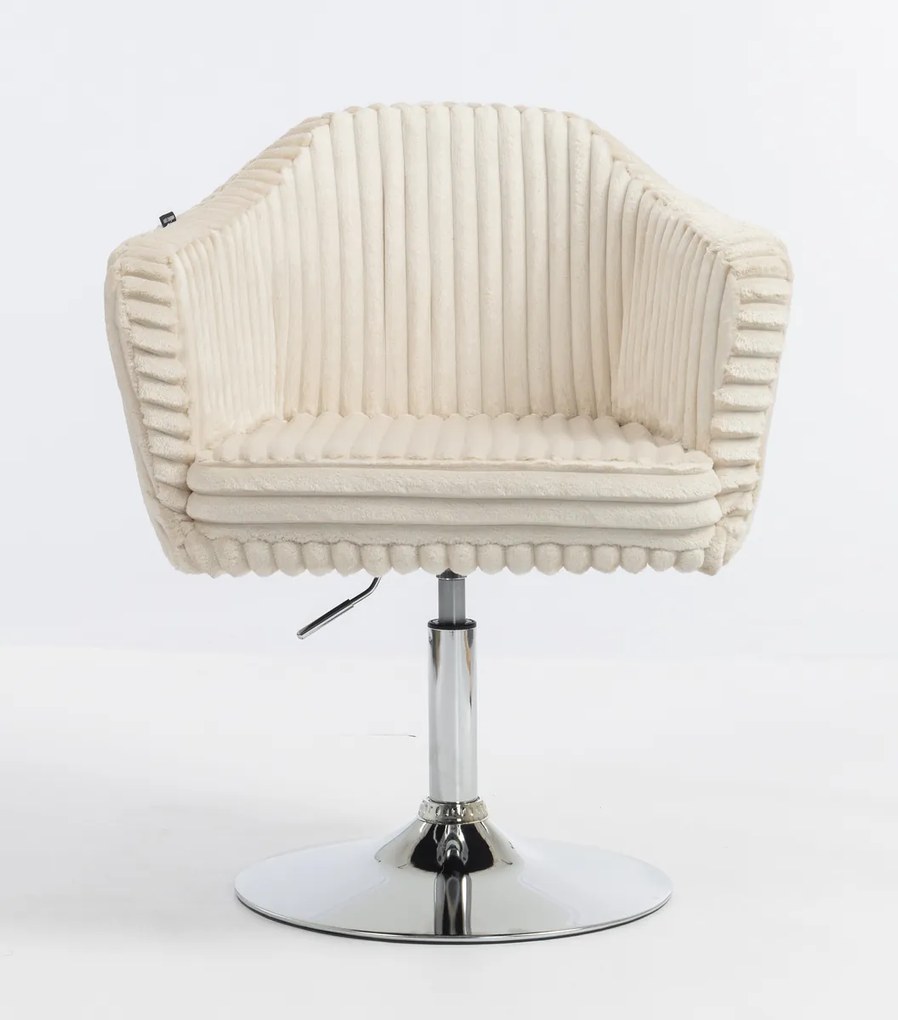 HR832N Scaun Cappuccino Teddy Cord cu Bază Cromata