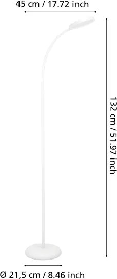 Eglo 902179 - Lampă de podea LAURO LED, dimabilă, 5,5W, 230V, 2700/4000/6500K, albă