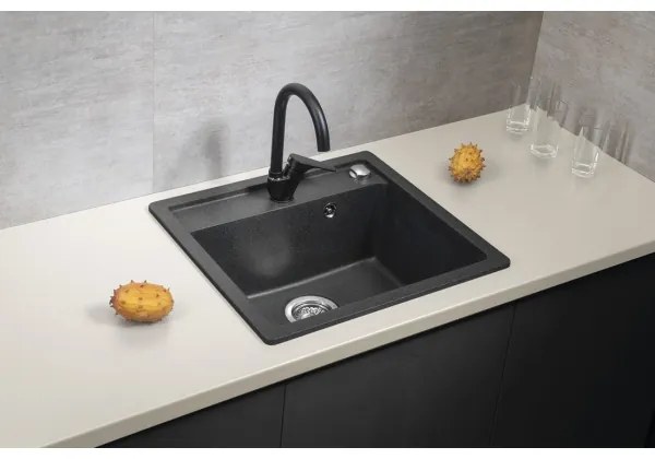 Sapho - Chiuvetă de bucătărie 53x50 cm granit/negru