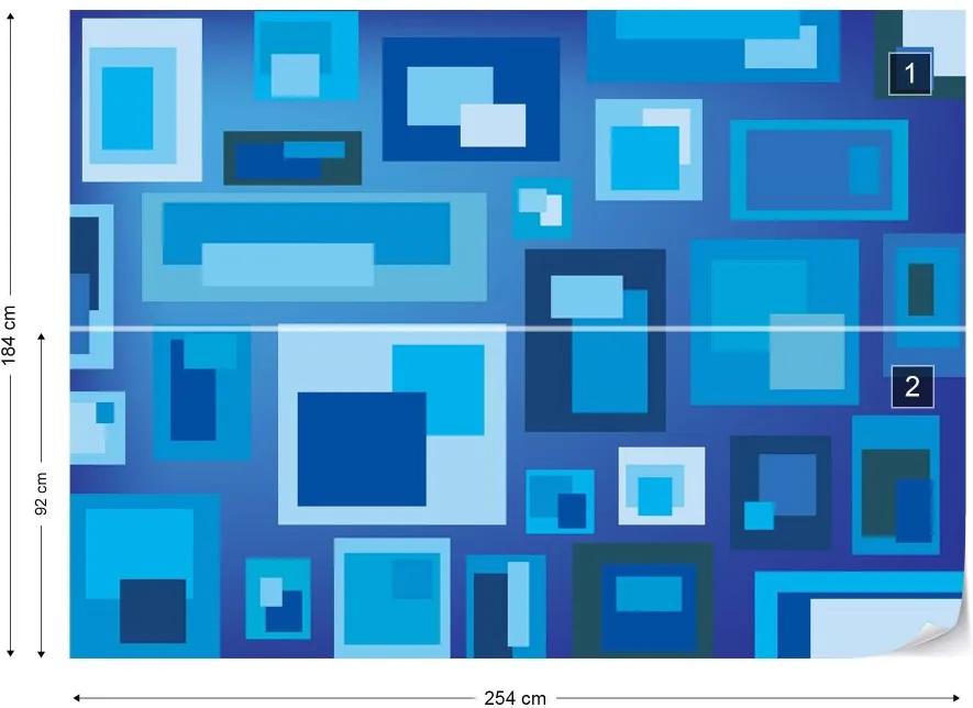 GLIX Fototapet - Modern Blue Squares Pattern Vliesová tapeta  - 254x184 cm