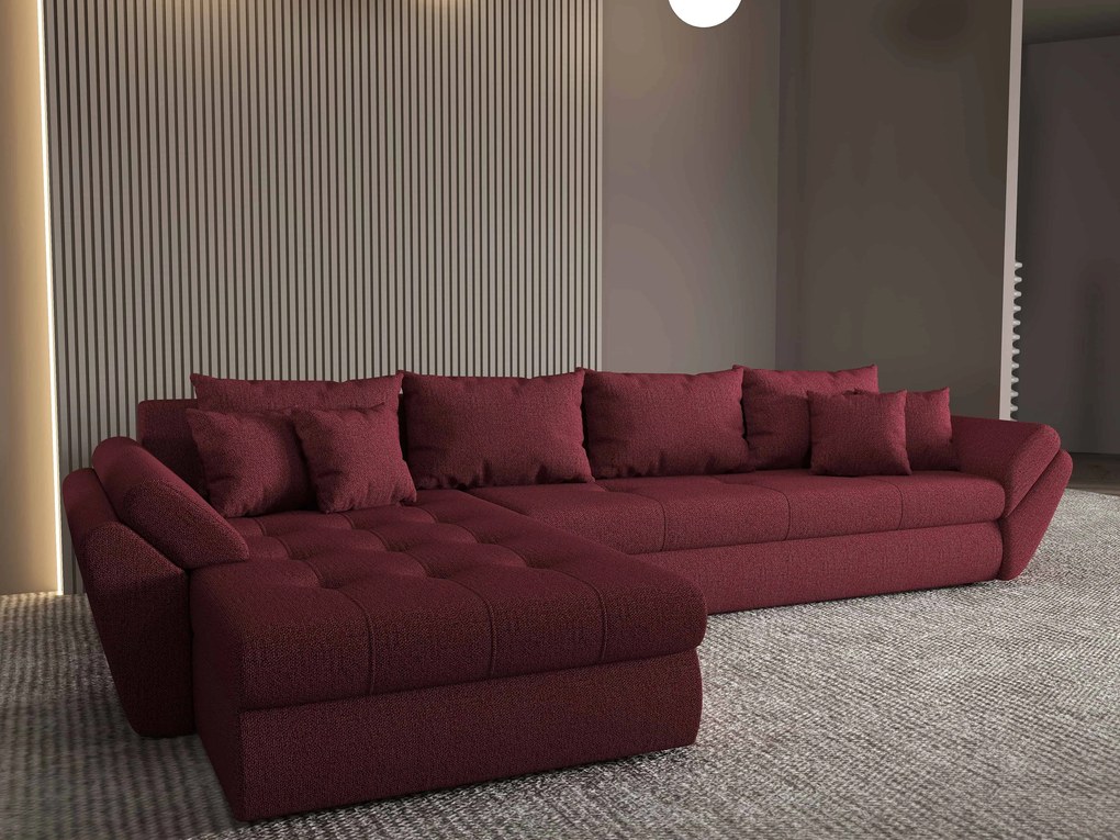 Colțar extensibil dumonde cu ladă de depozitare si sezut confortabil din spuma high-density, Loana XL Enjoy Winery 335x185 cm