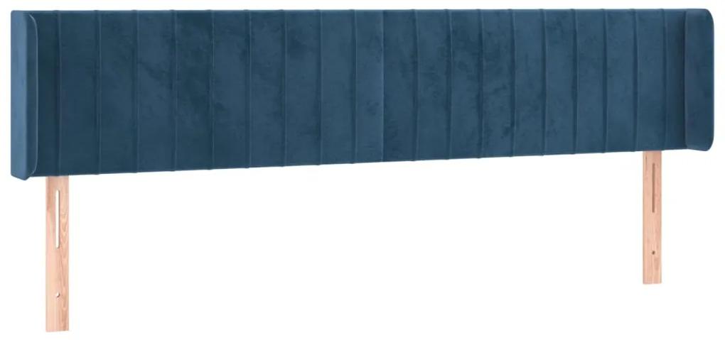 Tablie de pat cu LED, albastru inchis, 163x16x78 88 cm, catifea 1, Albastru inchis, 163 x 16 x 78 88 cm