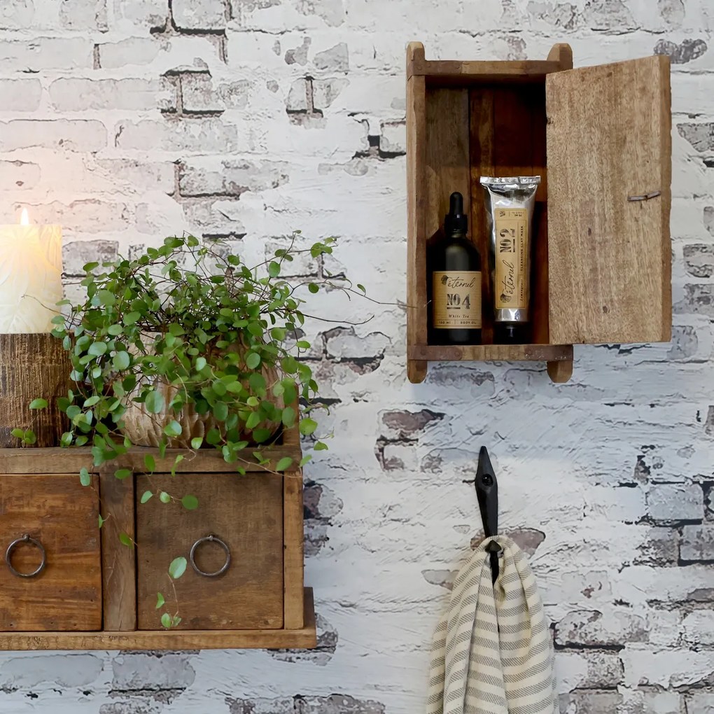 Dulapior de perete din lemn reciclat, aspect rustic, Grimaud - Geo