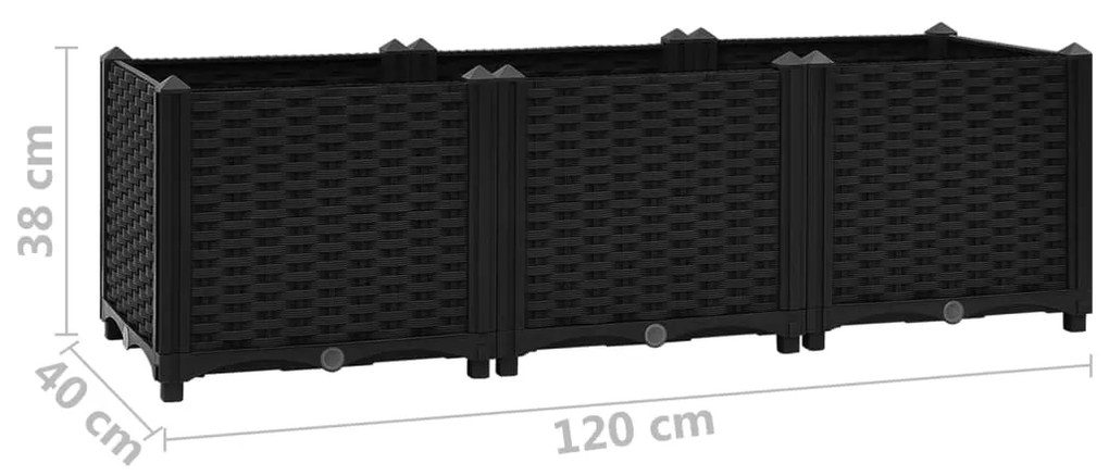 Strat inaltat, 120x40x38 cm, polipropilena 1, Negru, 120 x 40 x 38 cm