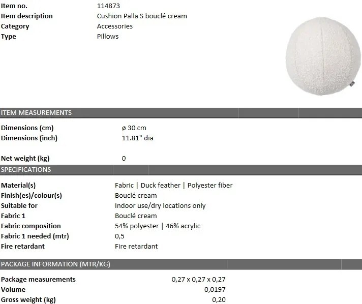 Perna decorativa LUX Palla S, boucle crem 114873 HZ