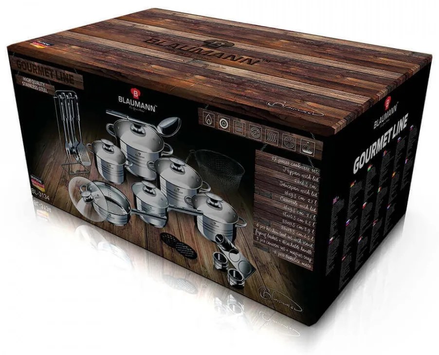 Set oale si tigai otel inoxidabil (27 piese) Jumbo Gourmet Line Blaumann BL 3134