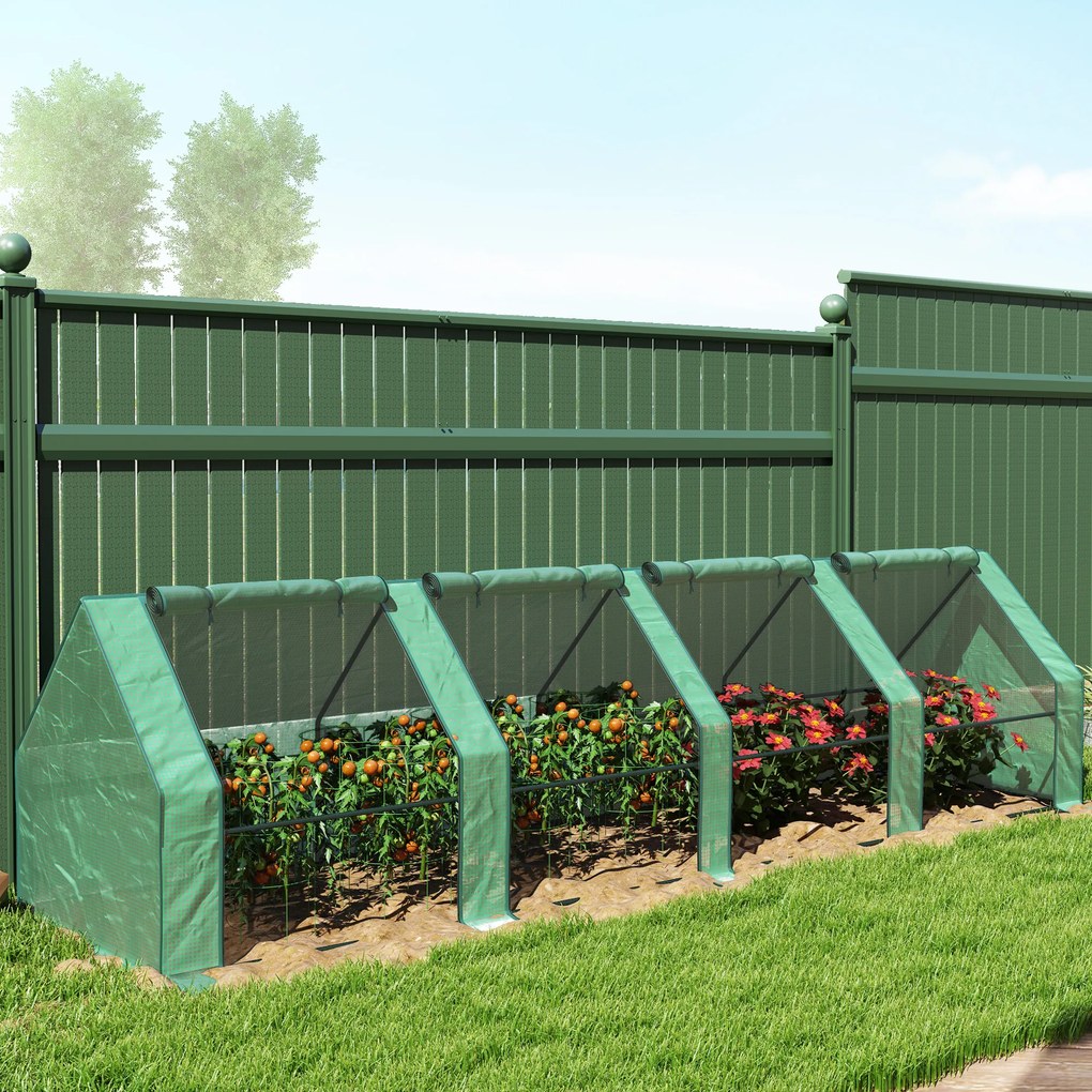 Outsunny Mini Seră Portable Tunel pentru Creșterea Plantelor și Florilor cu Uși Rulabile cu Fermoar, Verde | Aosom Romania
